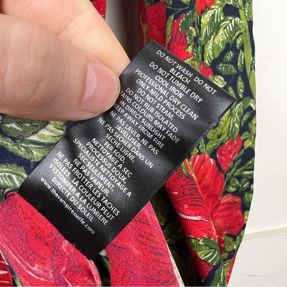 The Vampire’s Wife Hypnosis Floral Rose Silk Puff Shoulder Midi Dress - Picture 11 of 11